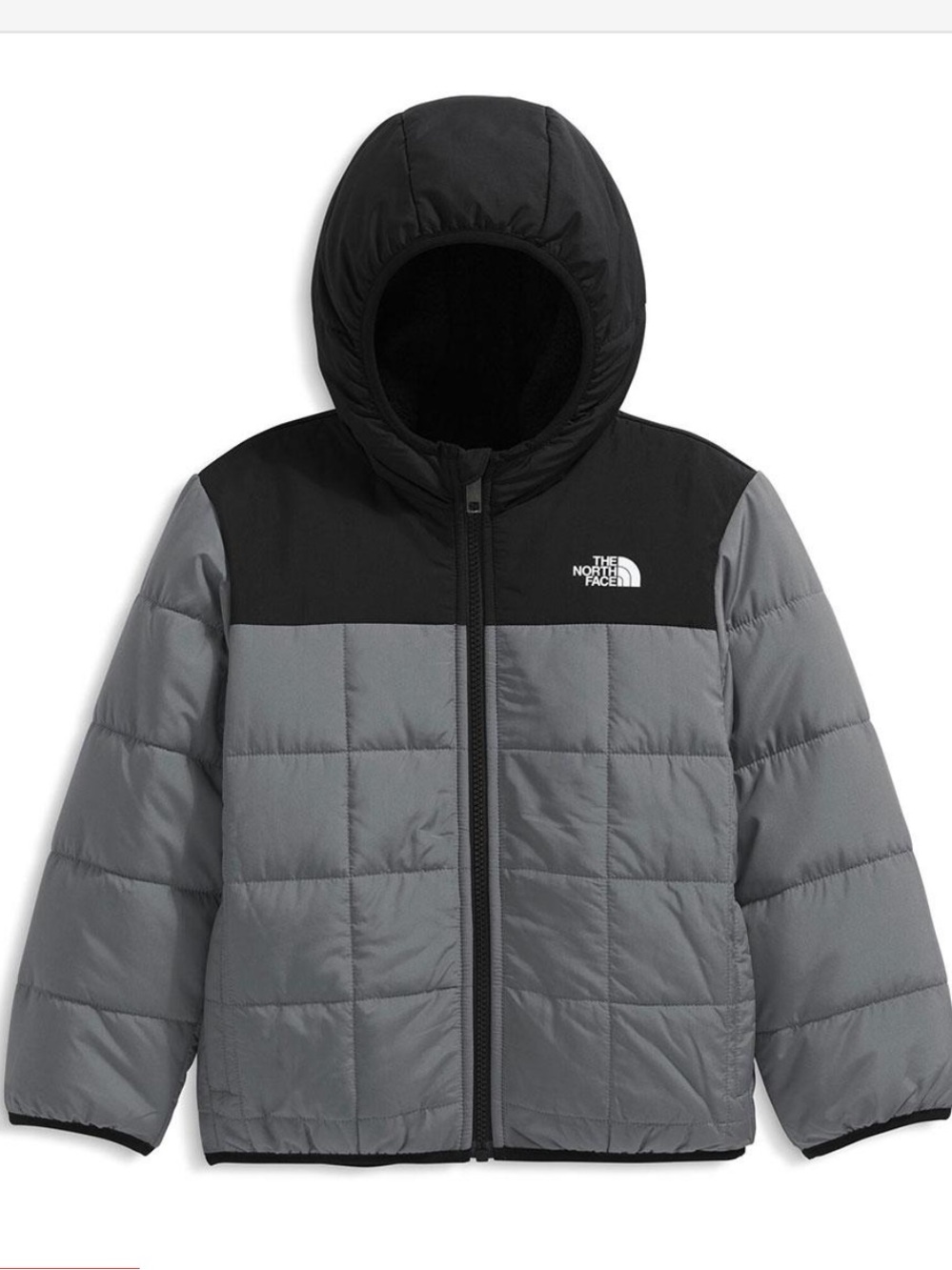 The North Face Kids Reversible Perrito Hooded Puffer Jacket | Black & Gray | 4T